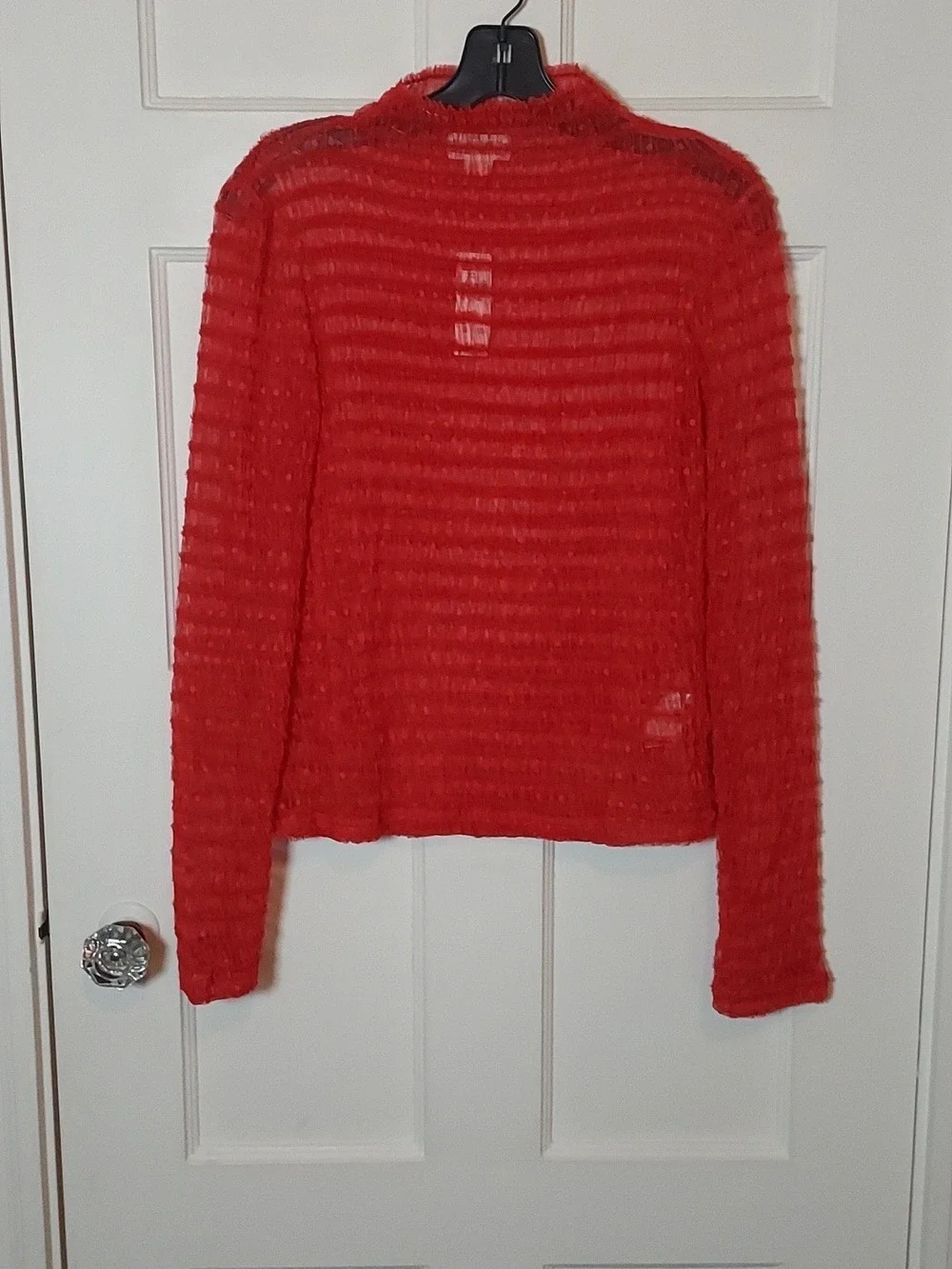 Maeve Anthropologie Women's Long-Sleeve Polka Dot Mesh Top Sheer Size Medium